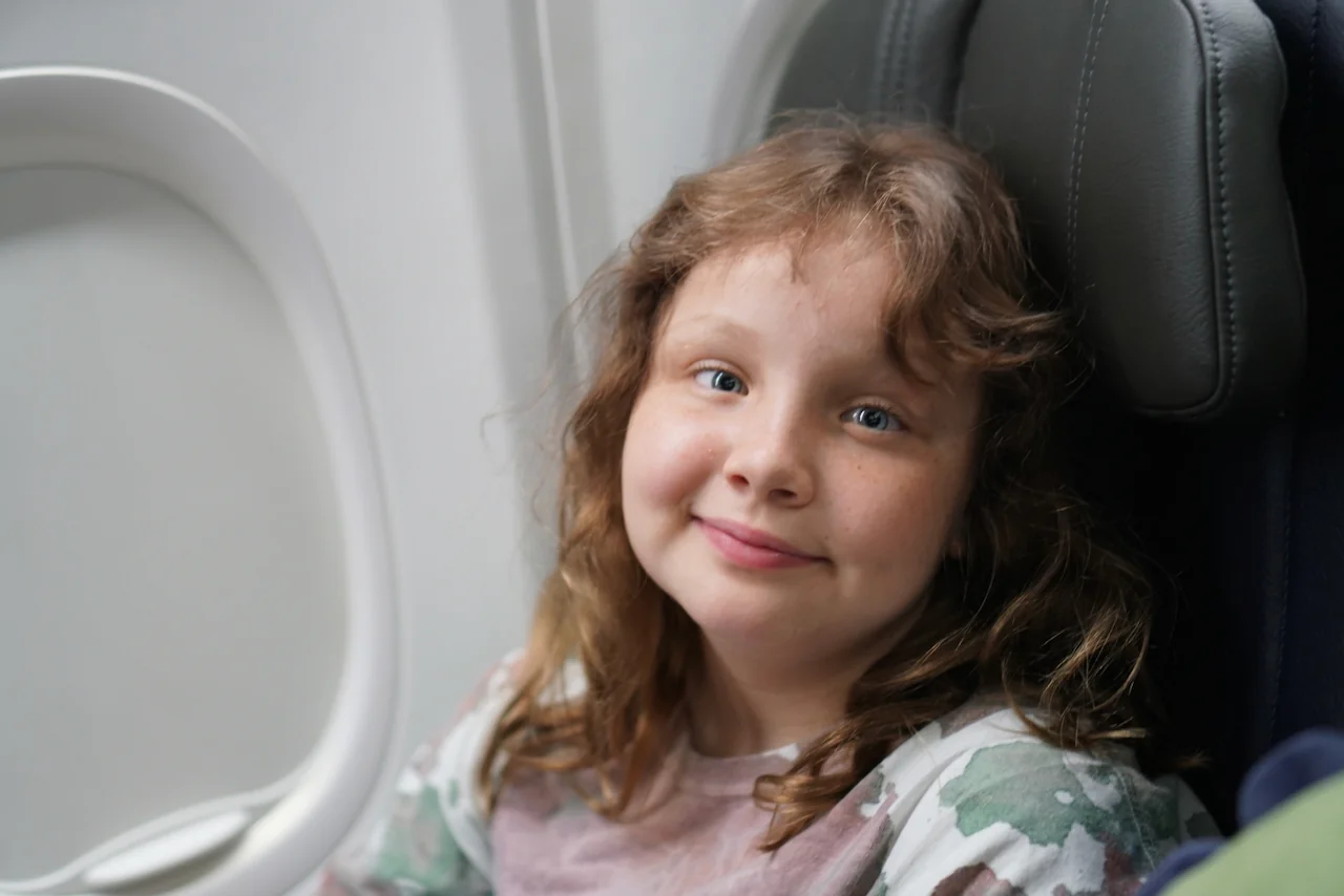 Lily on the flight to South Dakota