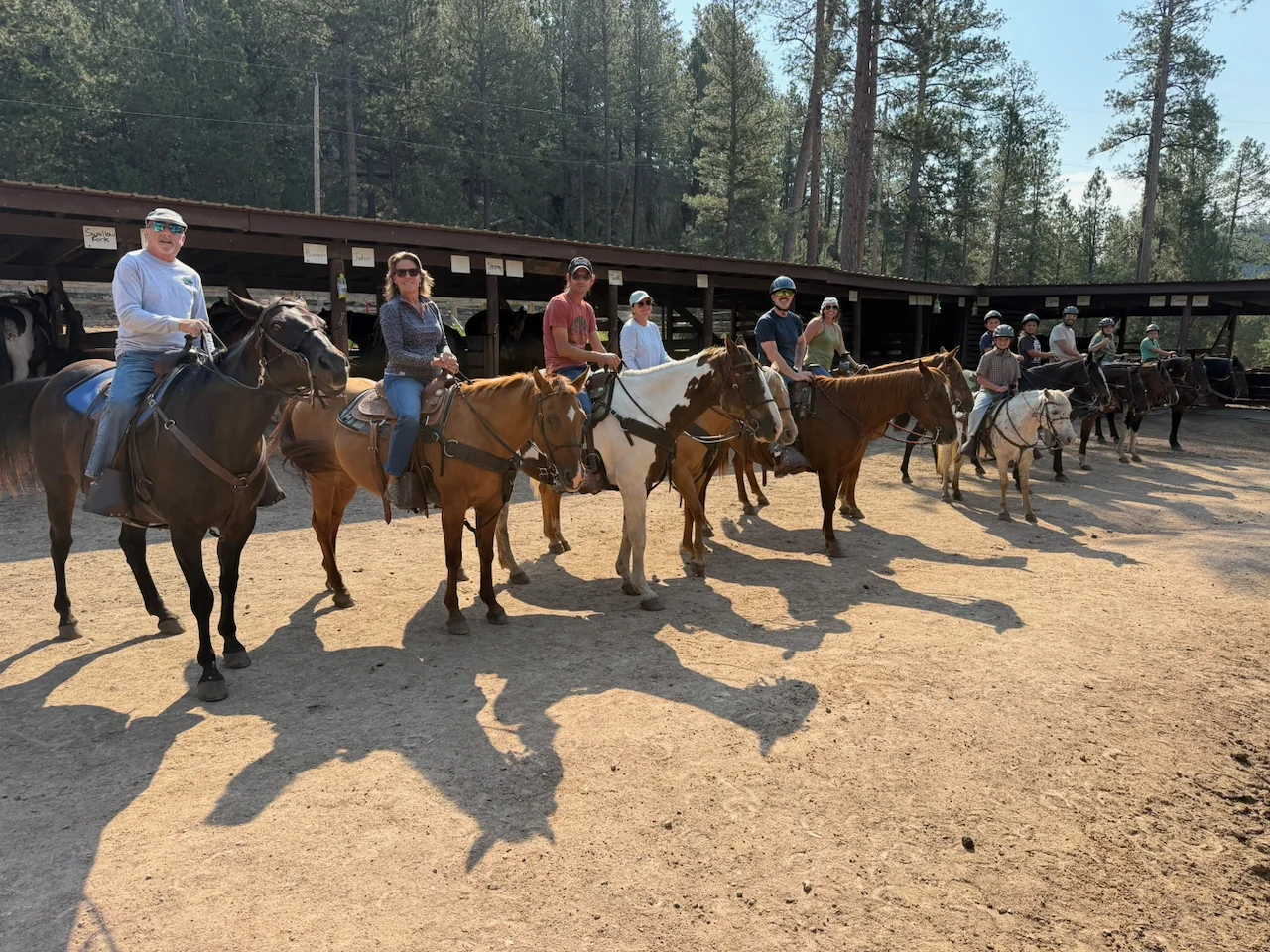 The family lined up for the trail ride