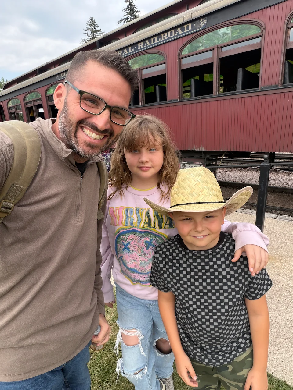 Lily, Dylan, and me with the 1880 Train