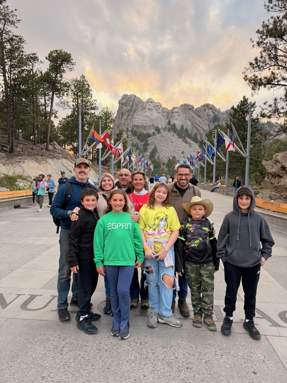 The family together at Mount Rushmore